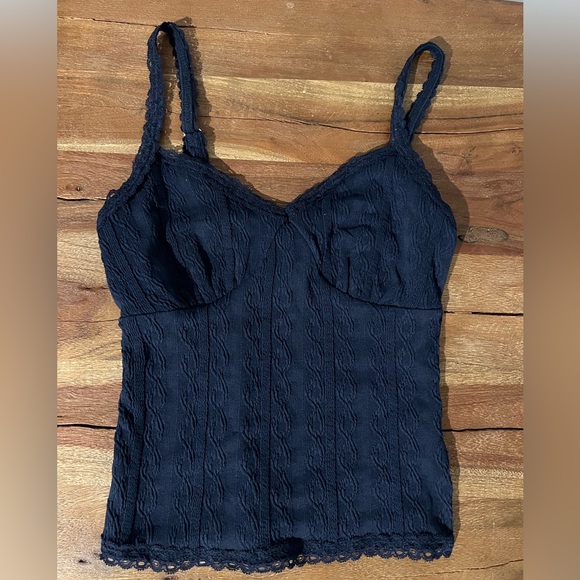 No Boundaries Tops - No Boundaries Dark Blue Lace Tank Top
